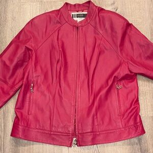 Studio Women's Vibrant Pink Leather Jacket